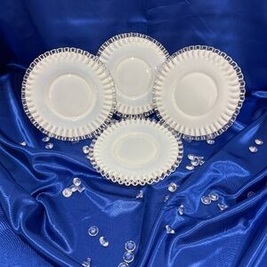 Vintage Fenton Milk Glass Silver Crest 8.5” Plate